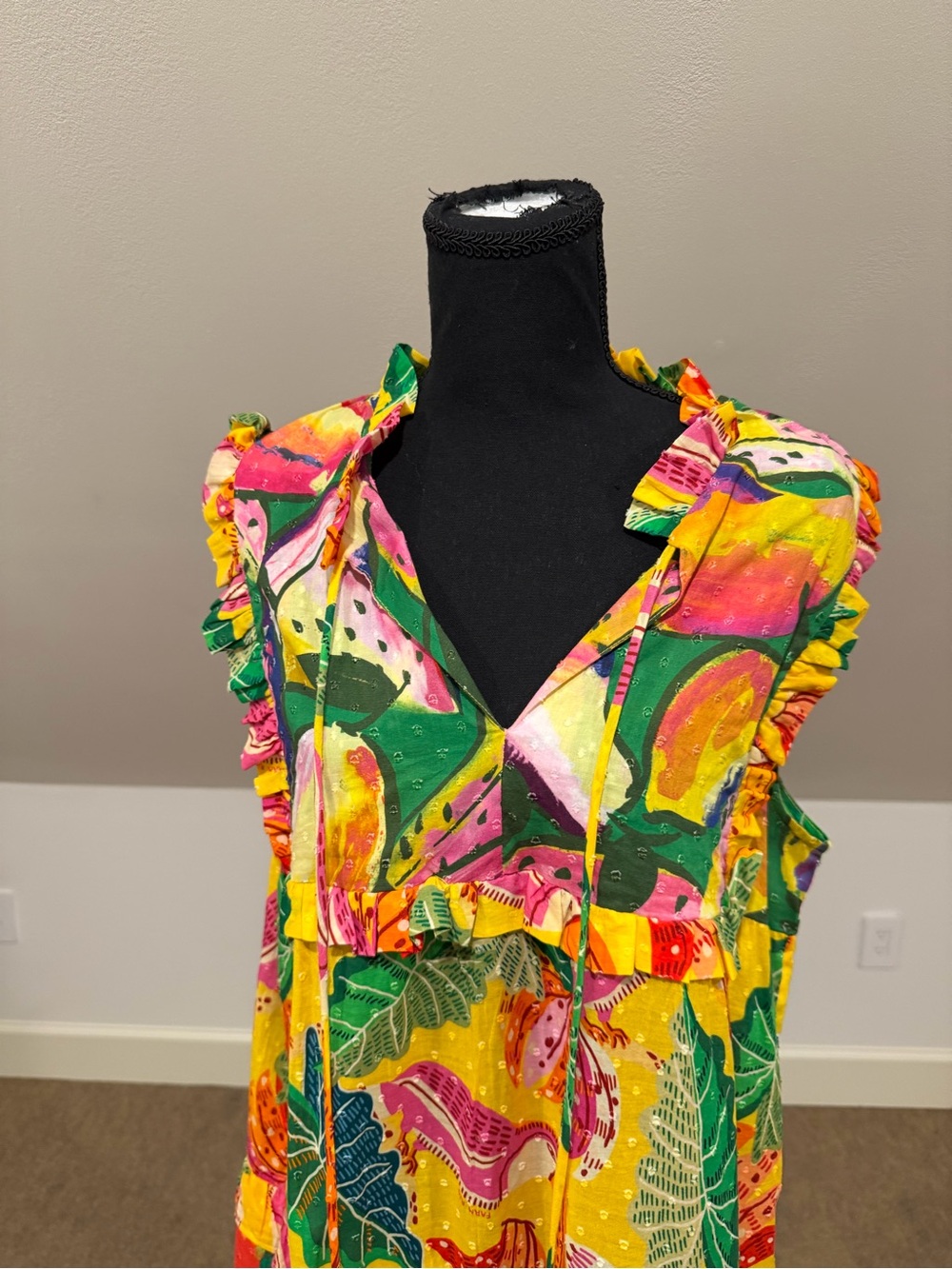 FARM Rio Yellow Multi Tropical Ruffle Maxi Dress - Picture 3 of 7